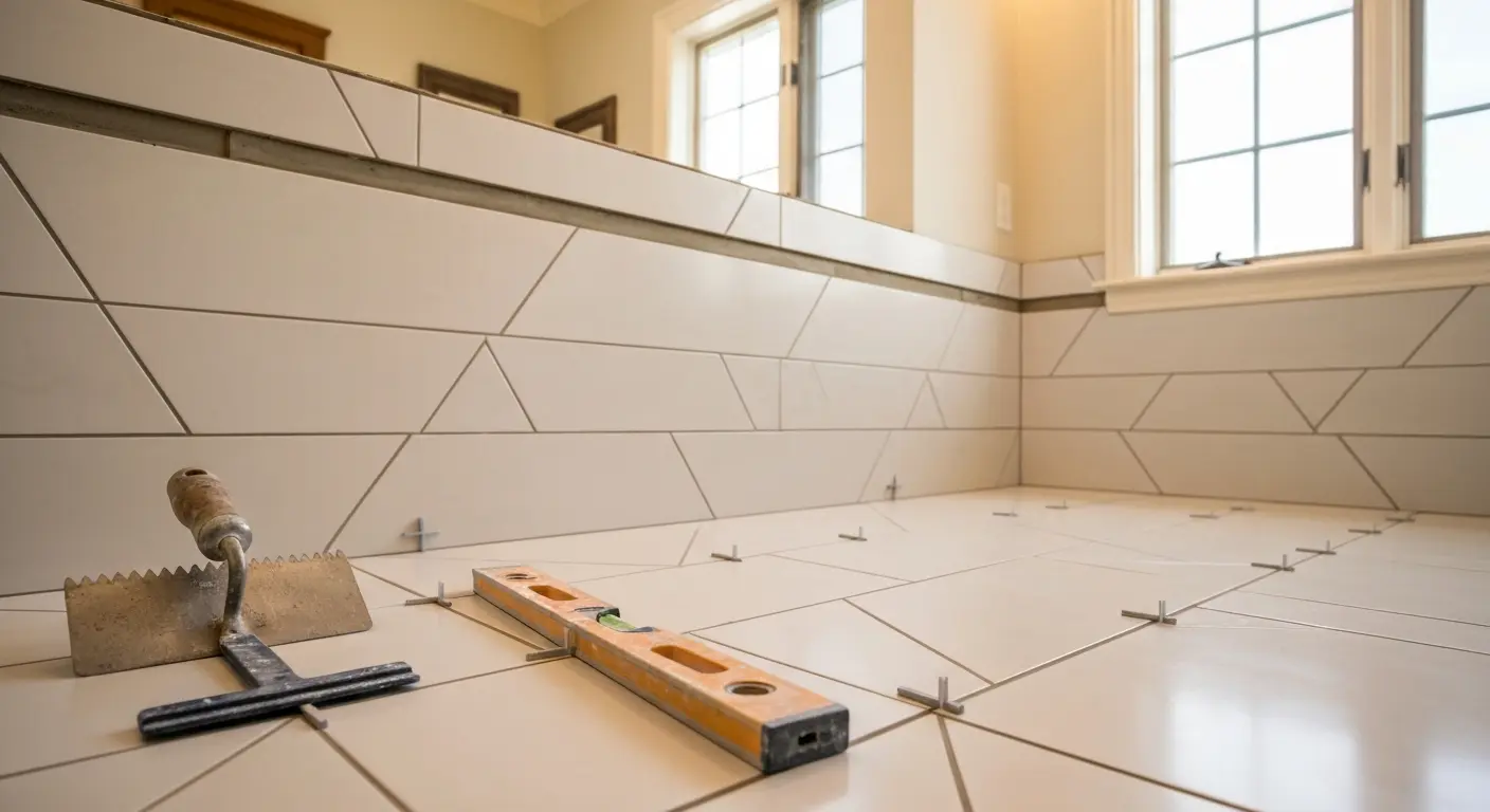 Bathroom tile flooring and walls