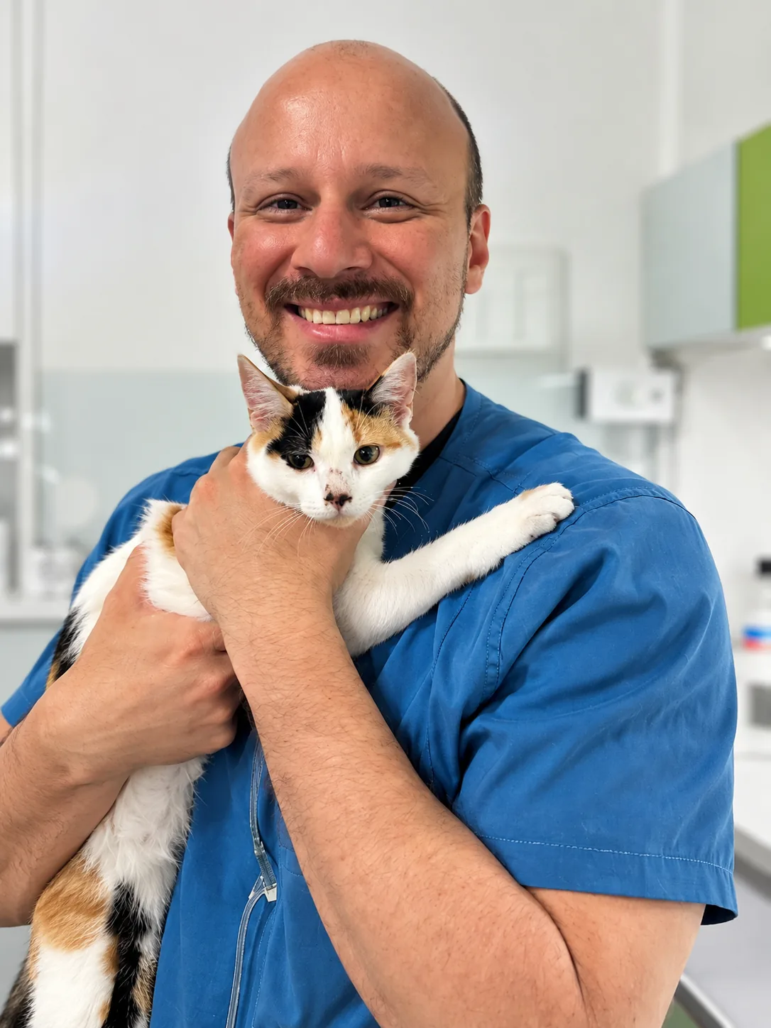 Veterinario de CIMEVET atendiendo a un gato