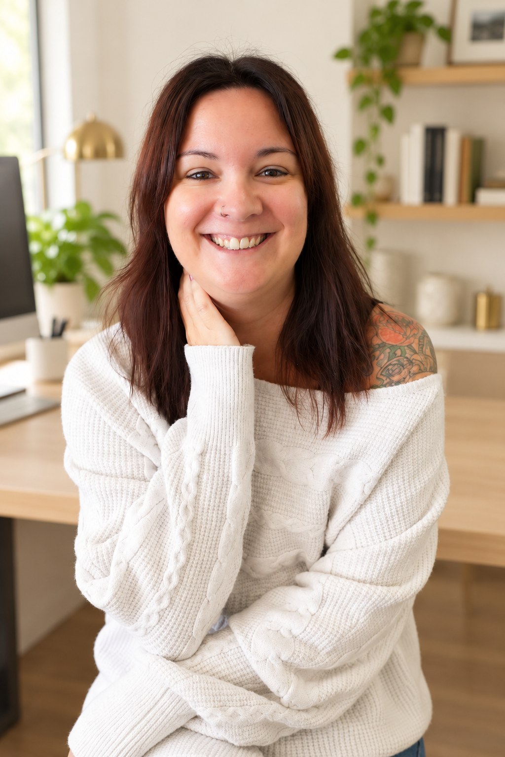 Tori smiling in her home office