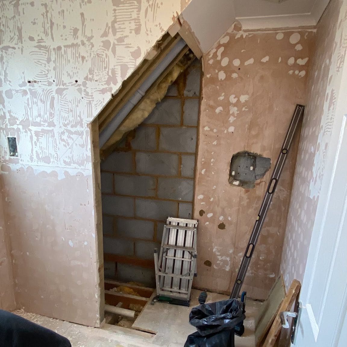 Loft bathroom stripped back to the walls