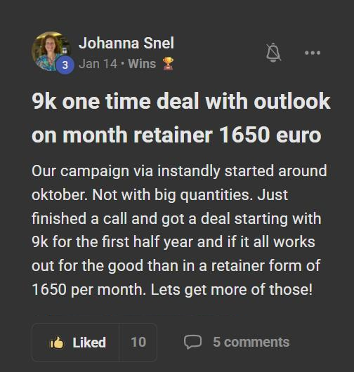 Win post by Johanna Snel in the OSS community