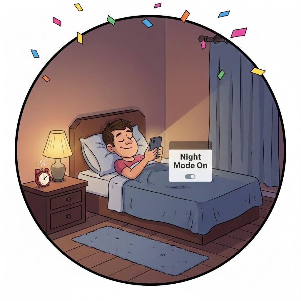 Friendly cartoon brain and smartphone helping organize bedtime to-do list, illustrating how technology can support better sleep habits