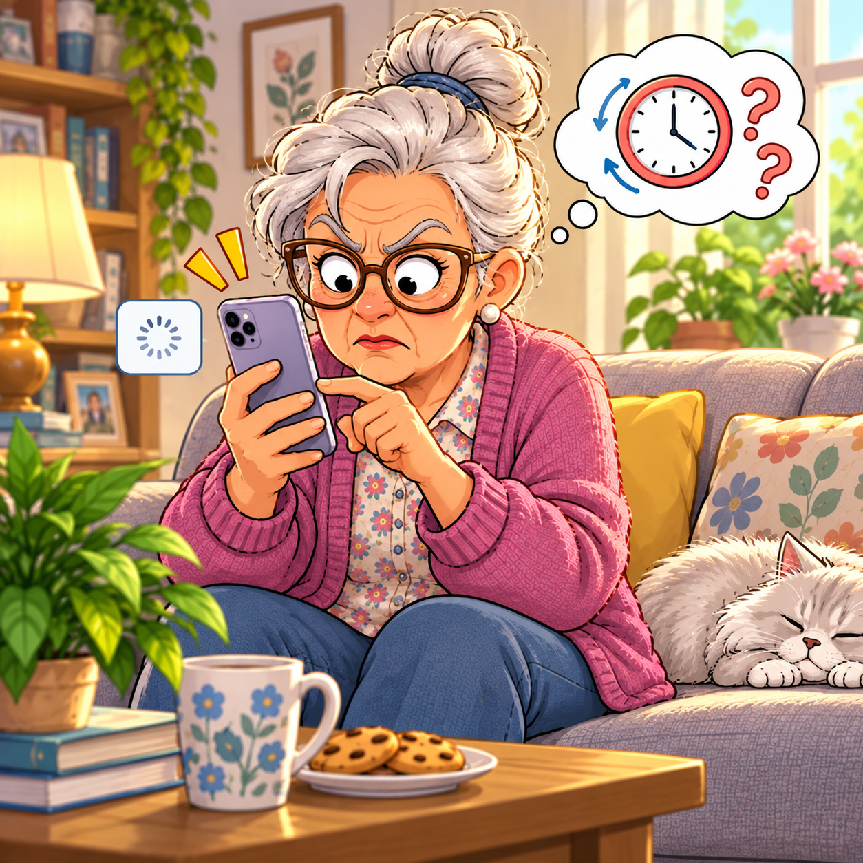 Woman waiting impatiently for a six-digit verification code to arrive on her phone, illustrating how two-step verification can sometimes delay or complicate signing in.