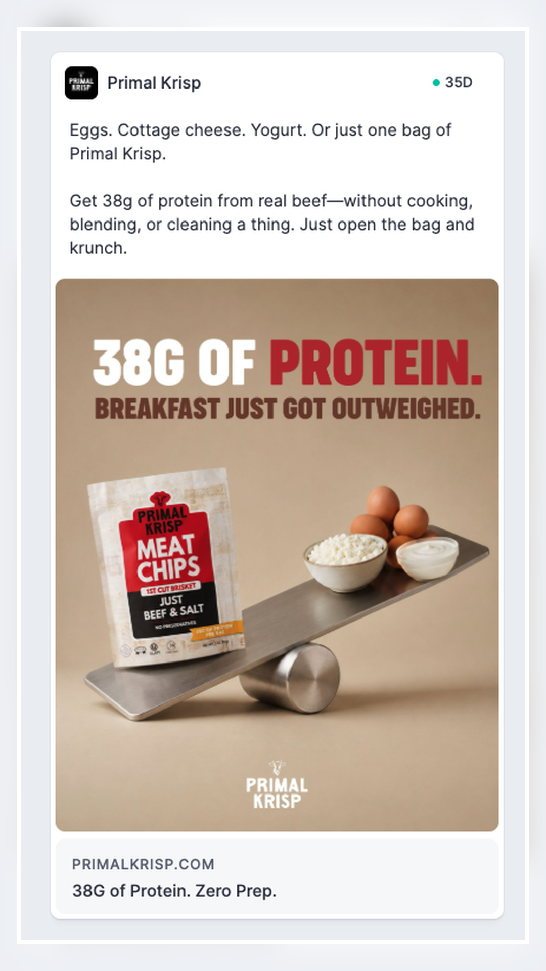 Primal Krisp protein vertical social ad