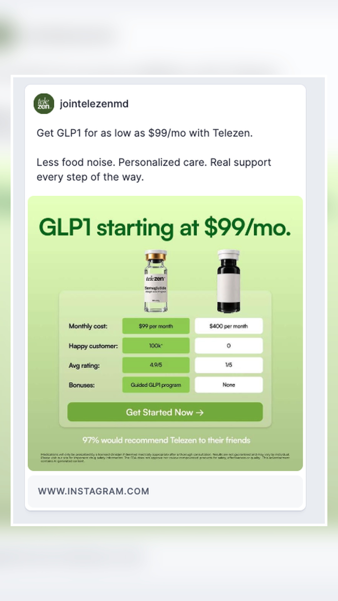Telezen GLP-1 vertical social ad