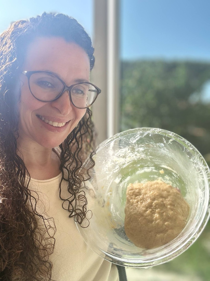 Flavie Berleand baking in her kitchen