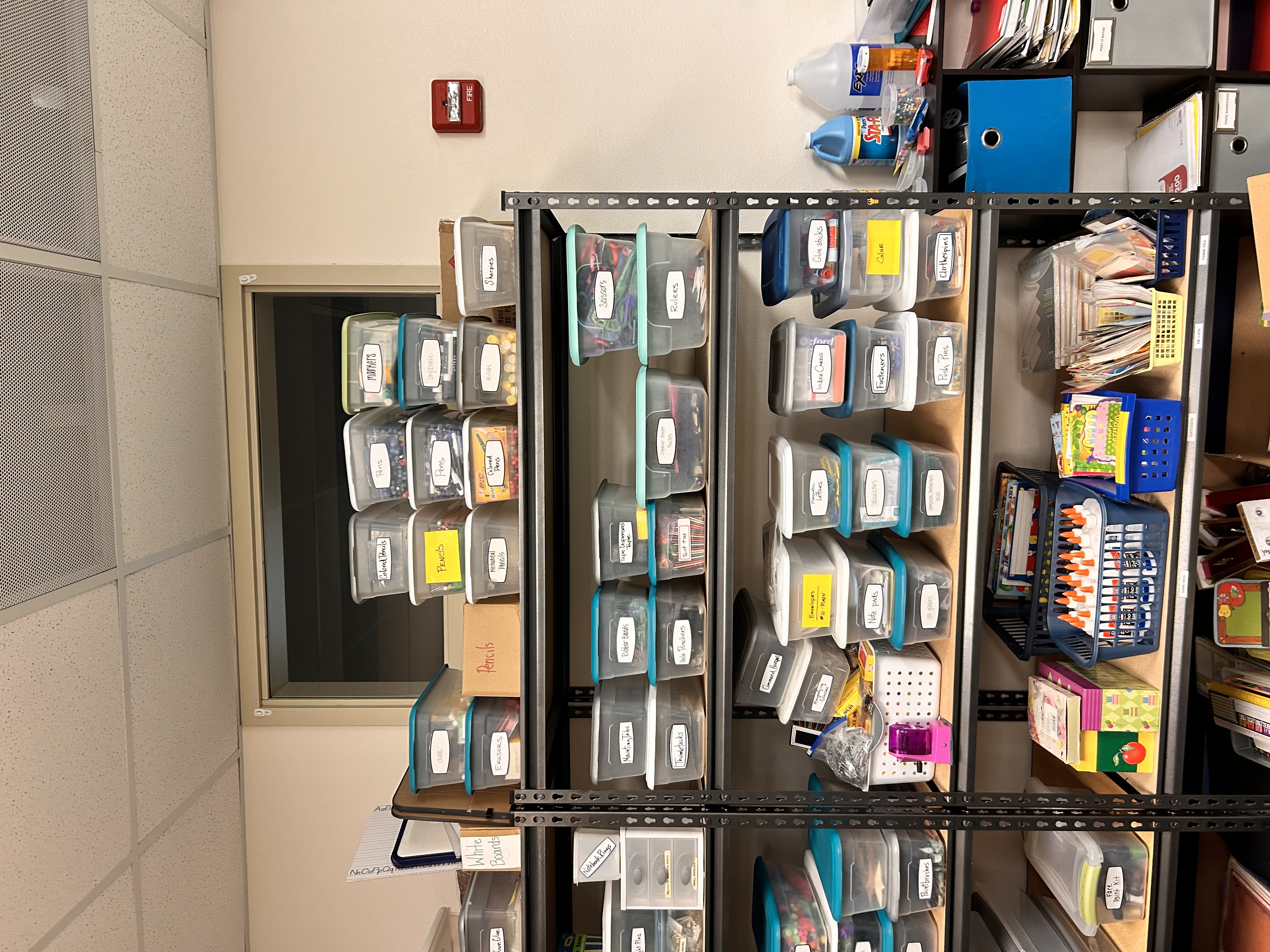 Art and craft supplies in the supply room