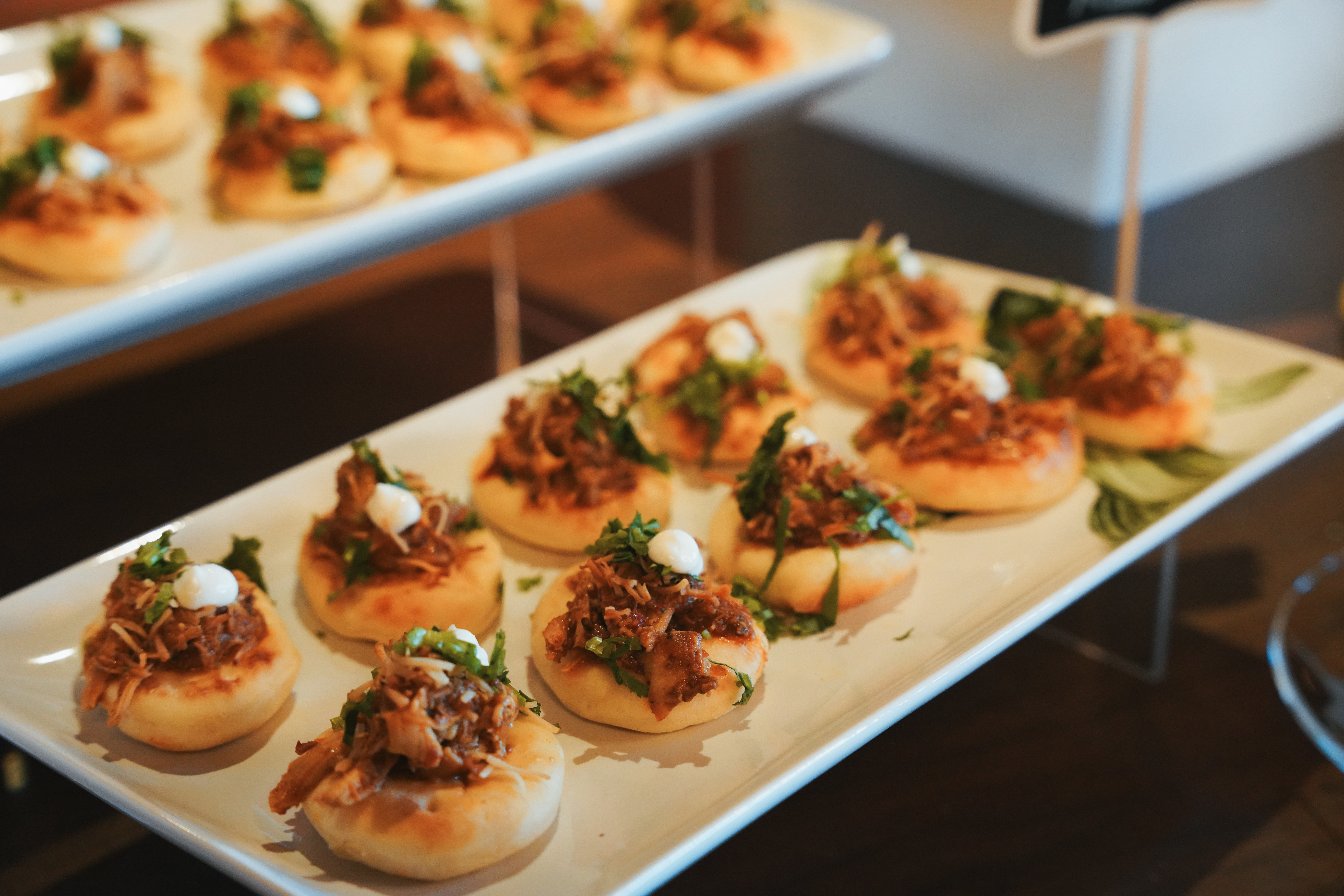 An image of food at a serving station.