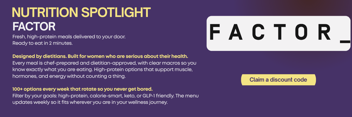 Factor meal delivery nutrition spotlight - fresh high-protein dietitian-approved meals with 100 plus weekly options including high-protein calorie-smart keto and GLP-1 friendly - claim a discount code