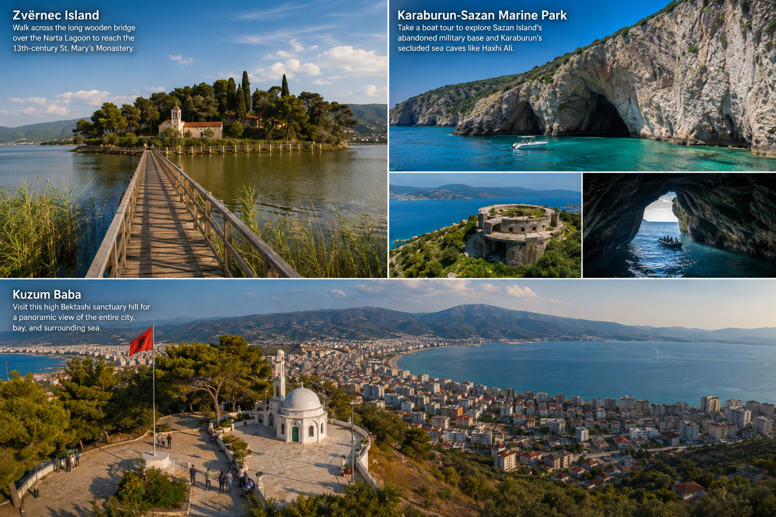 Vlorë, Albania — Mediterranean coastline, mountains, and waterfront