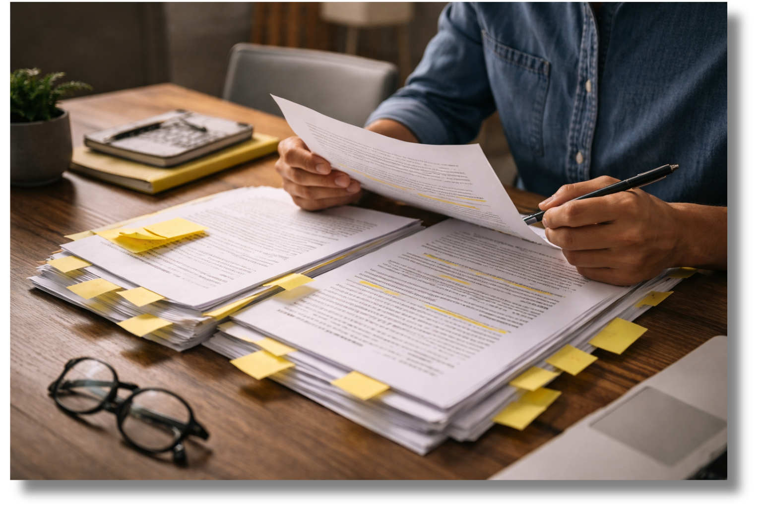 Reviewing documents with sticky notes