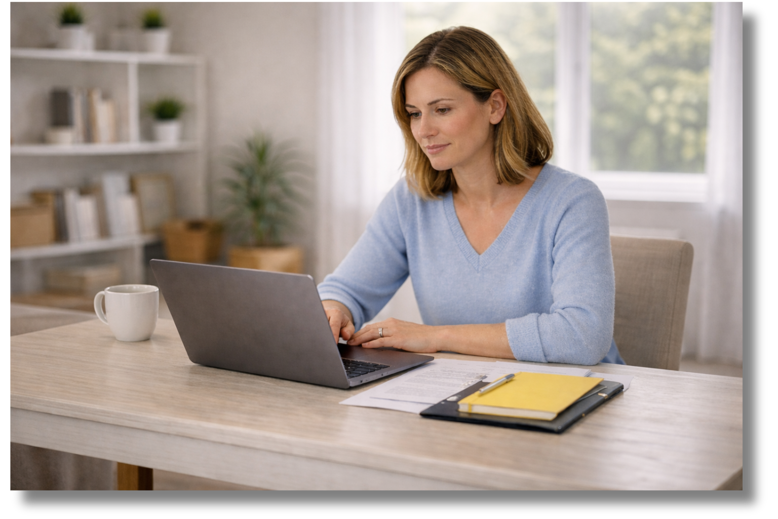 Focused in a bright home office