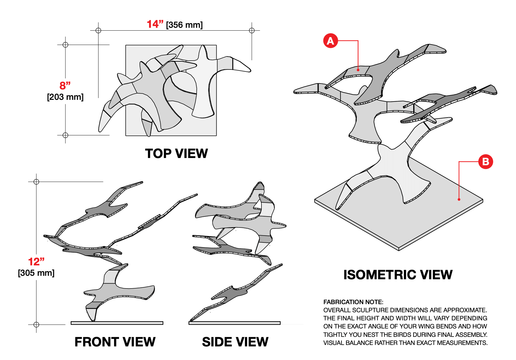 Bird Sculpture blueprint