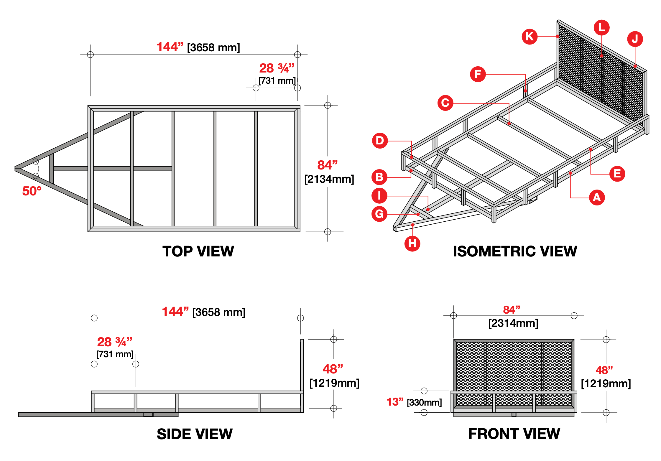 7' × 12' Utility Trailer blueprint
