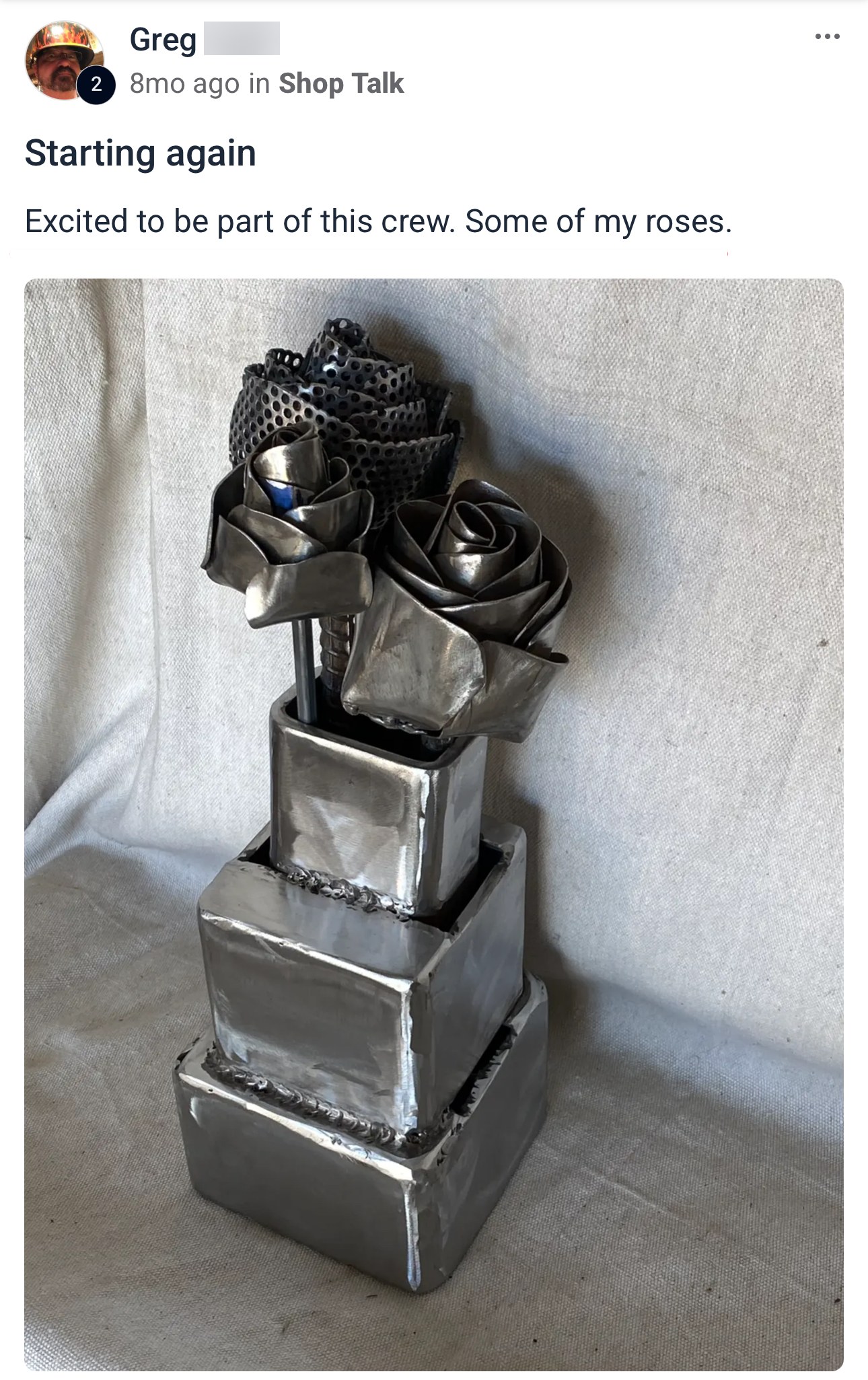 Student project – welded metal roses