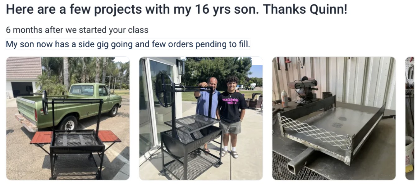 Student project – father & son builds — side gig
