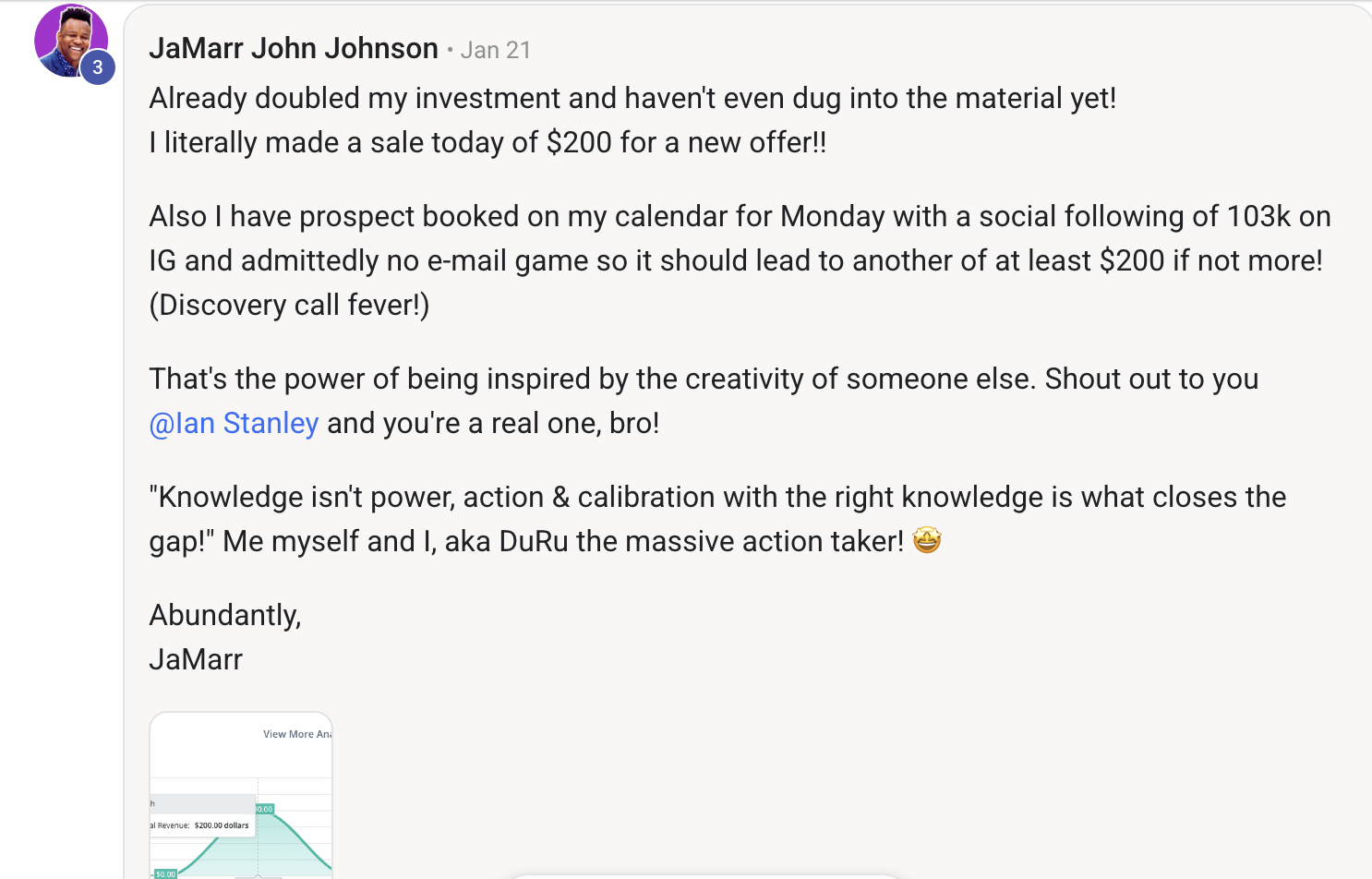 Jamarr's testimonial about The Unboring Letter