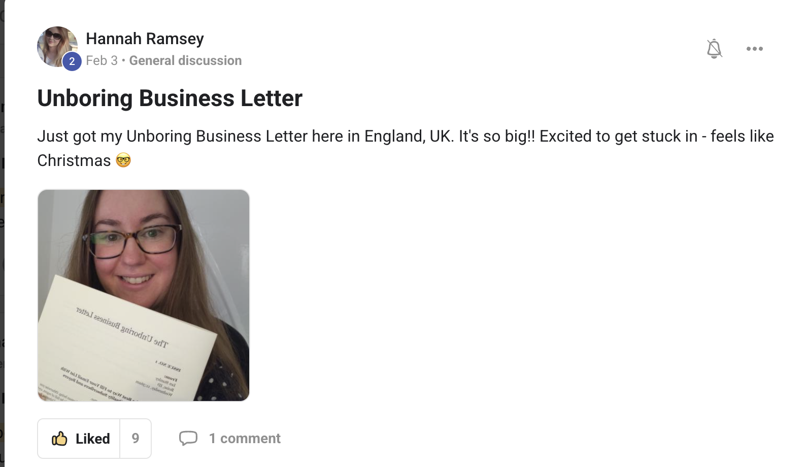 Hannah's testimonial about The Unboring Letter
