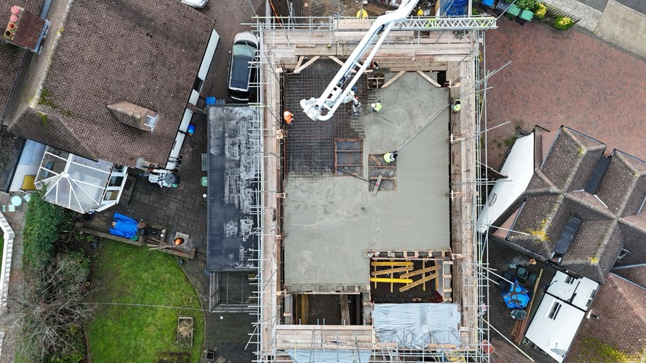 Aerial construction view of the New Malden New Build