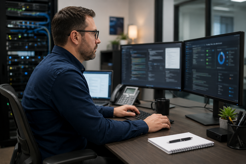 Business team collaborating with cloud technology supported by national IT support, cybersecurity, and Microsoft 365 services