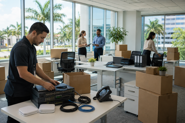 Growing business preparing a new office with IT equipment and technology planning support Growing business preparing a new office with IT equipment and technology planning support
