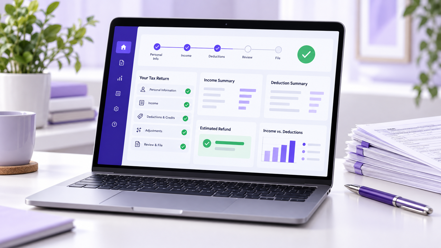 Tax professional preparing returns with professional tax software