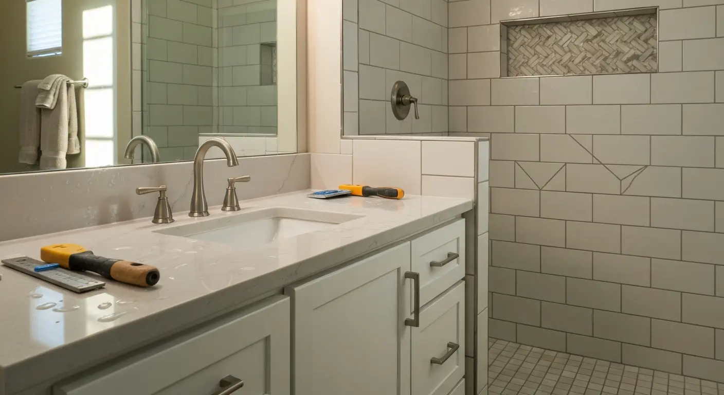 Bathroom vanity and shower tile installation