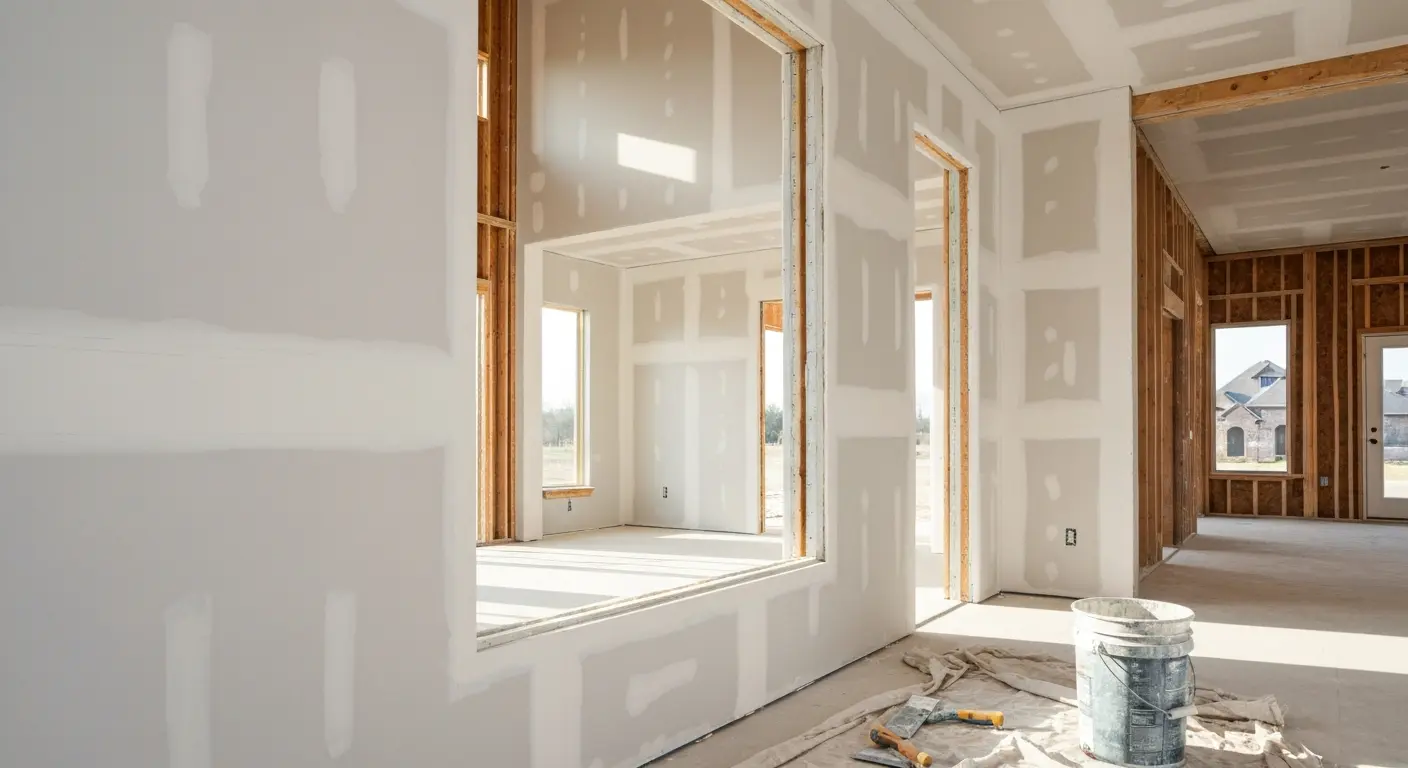 Drywall installation in new Anna home
