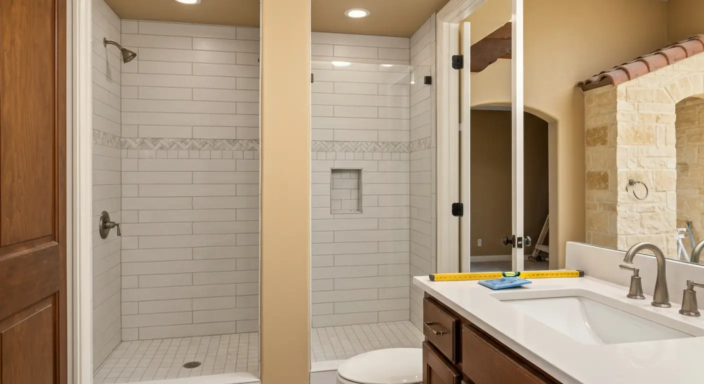 Bathroom vanity and tile installation