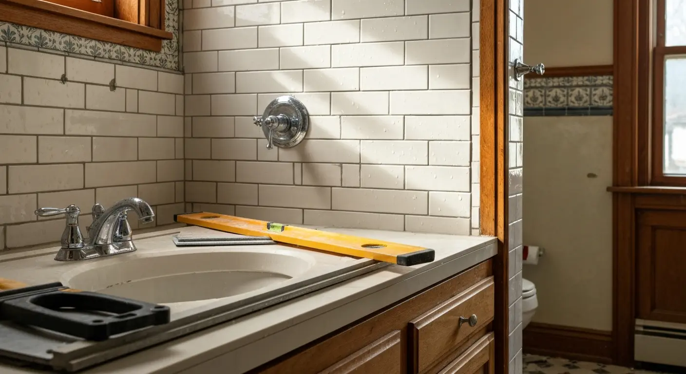 Bathroom vanity and tile installation