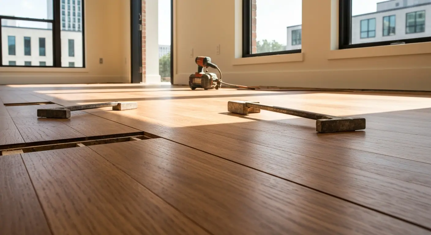Solid hardwood floor installation