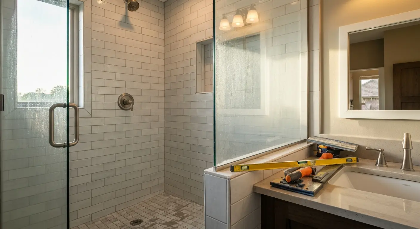 Professional tile shower installation