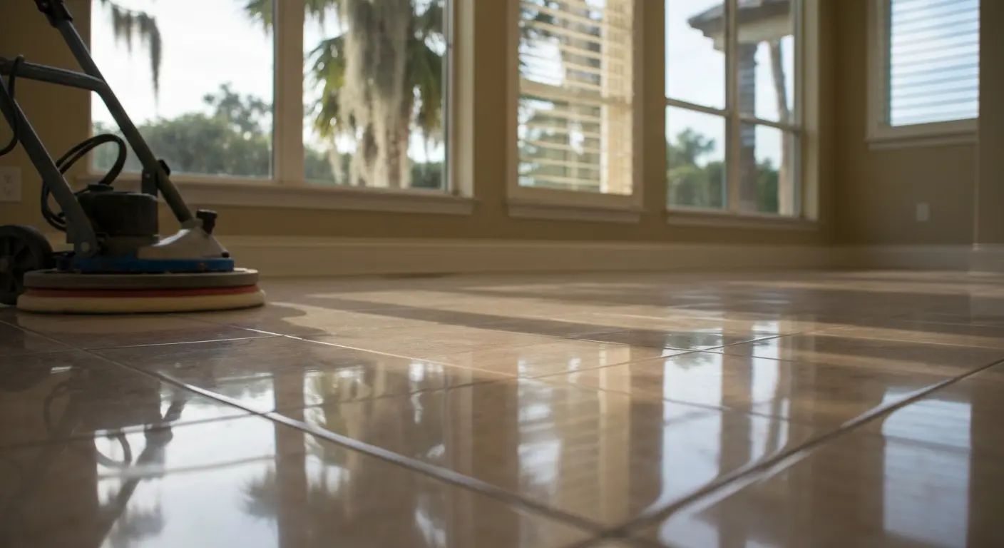 Tile floor polishing