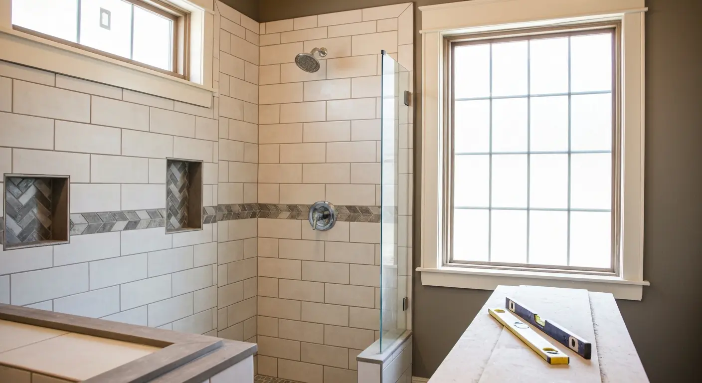 Bathroom renovation with tile shower
