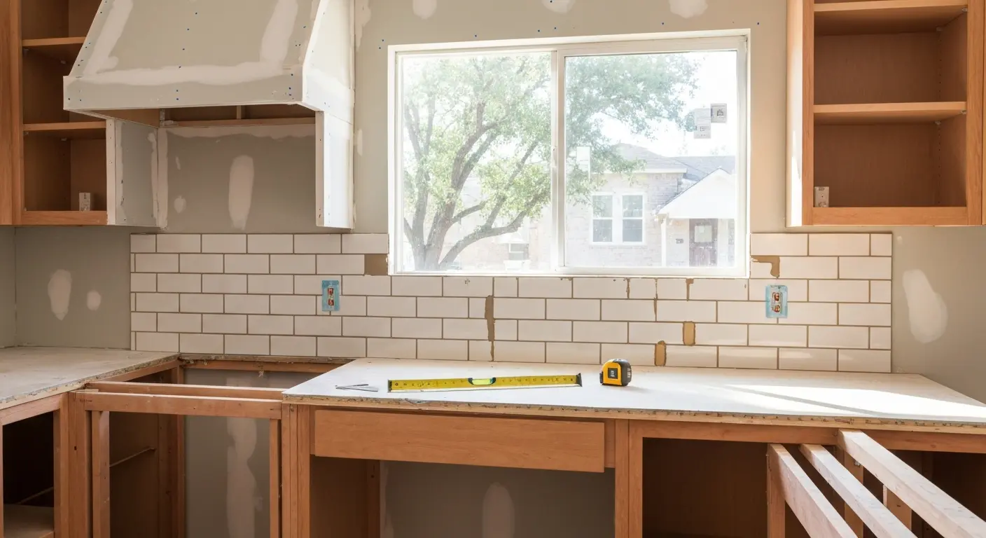 Kitchen remodel with new drywall and tile