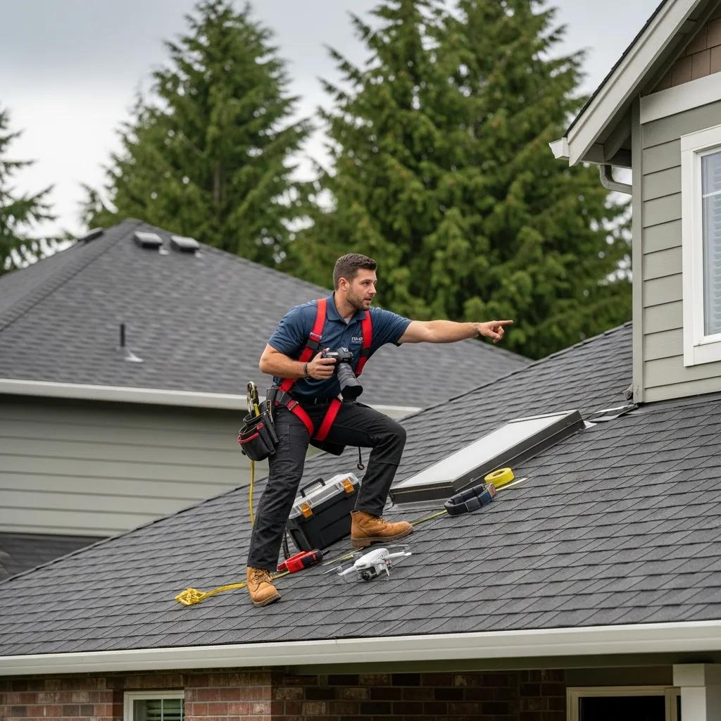 Roof inspector in olympia looking at roof repairs Roof inspector in olympia looking at roof repairs
