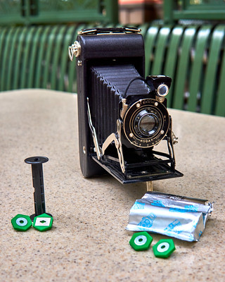 A vintage Kodak Junior Six-16 Series II camera from the late 1930s