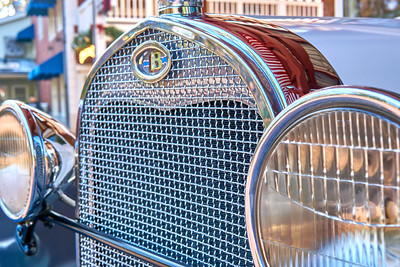 Close up of the front grill of the vintage Boudin Bakery truck