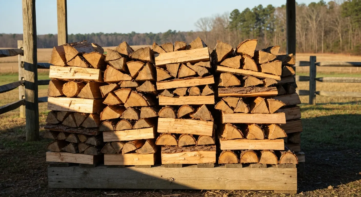 Mixed hardwood firewood stack