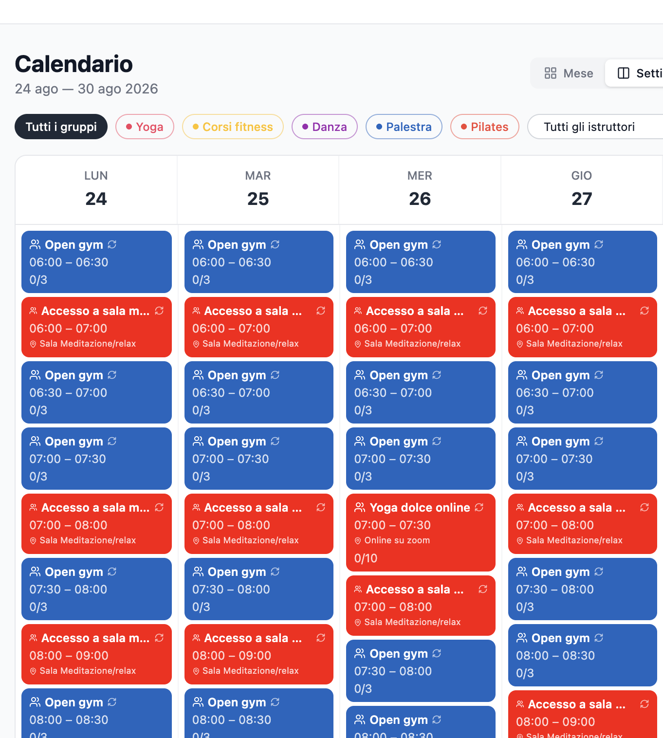 Calendario Harmonia Wellness Center