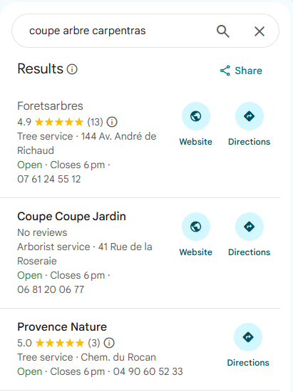 Recherche « coupe arbre carpentras » : Foretsarbres en 1ᵉ position sur Google