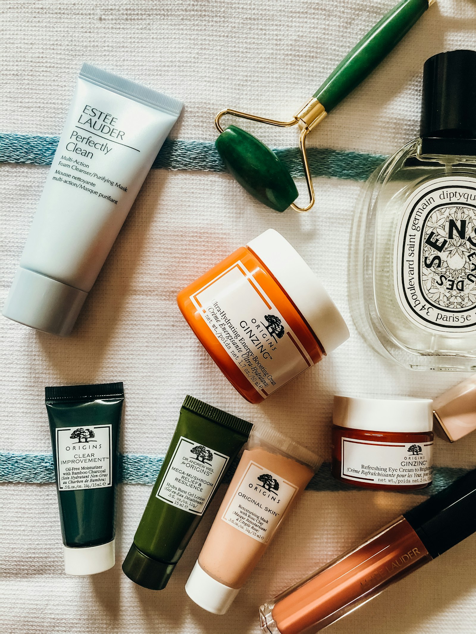 Skincare products reviewed as part of a consultation intake.