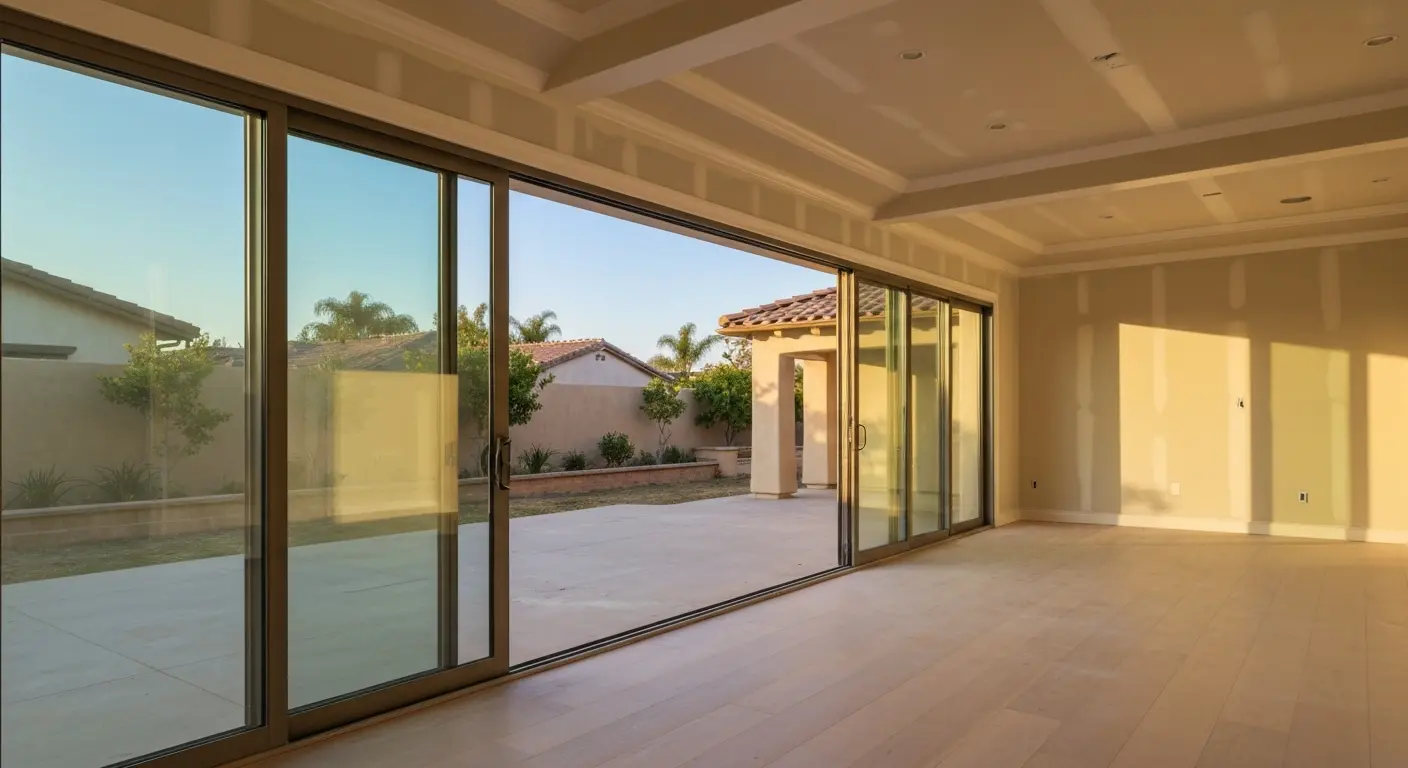Home addition with glass sliding doors