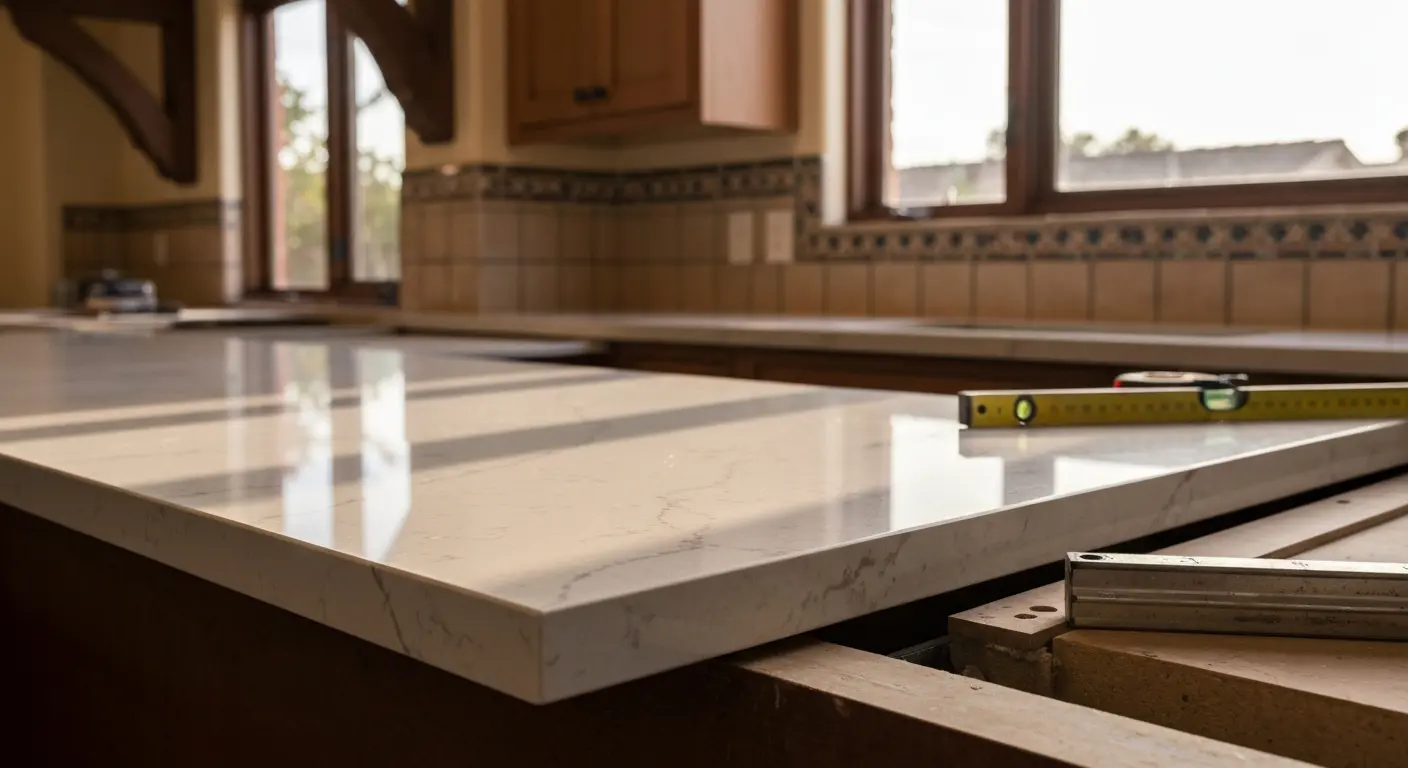 Quartz countertop installation