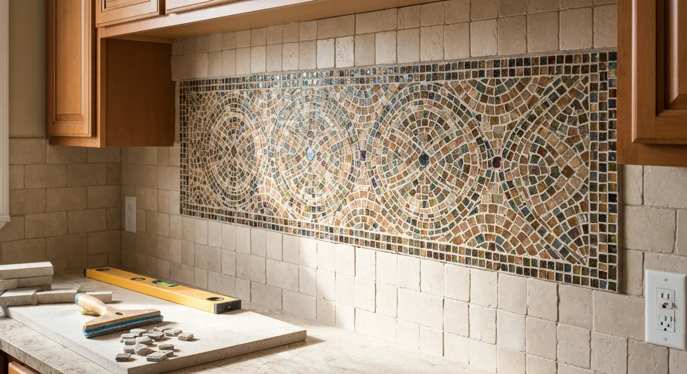 Mosaic tile backsplash design