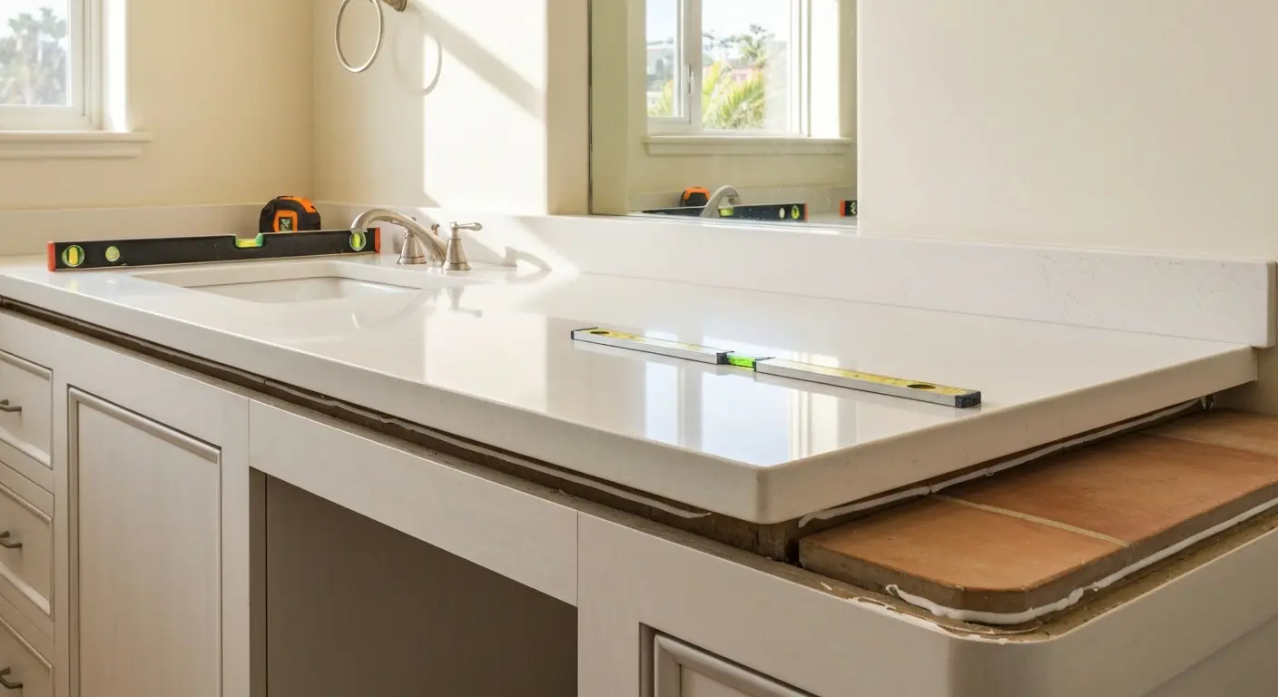 Vanity countertop installation