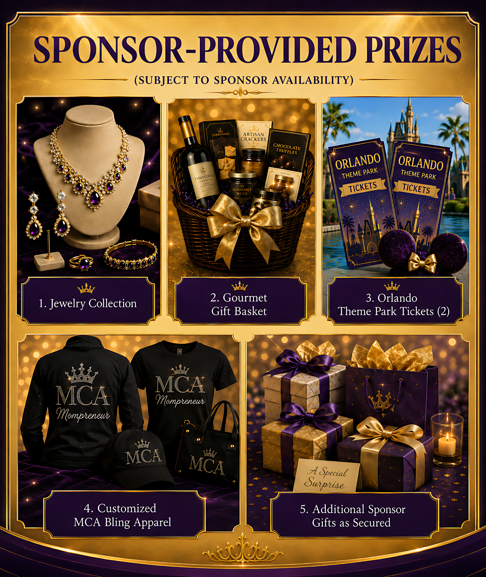 Cash award, photo session, media opportunities, coronation photographs, branding and lifetime queen recognition