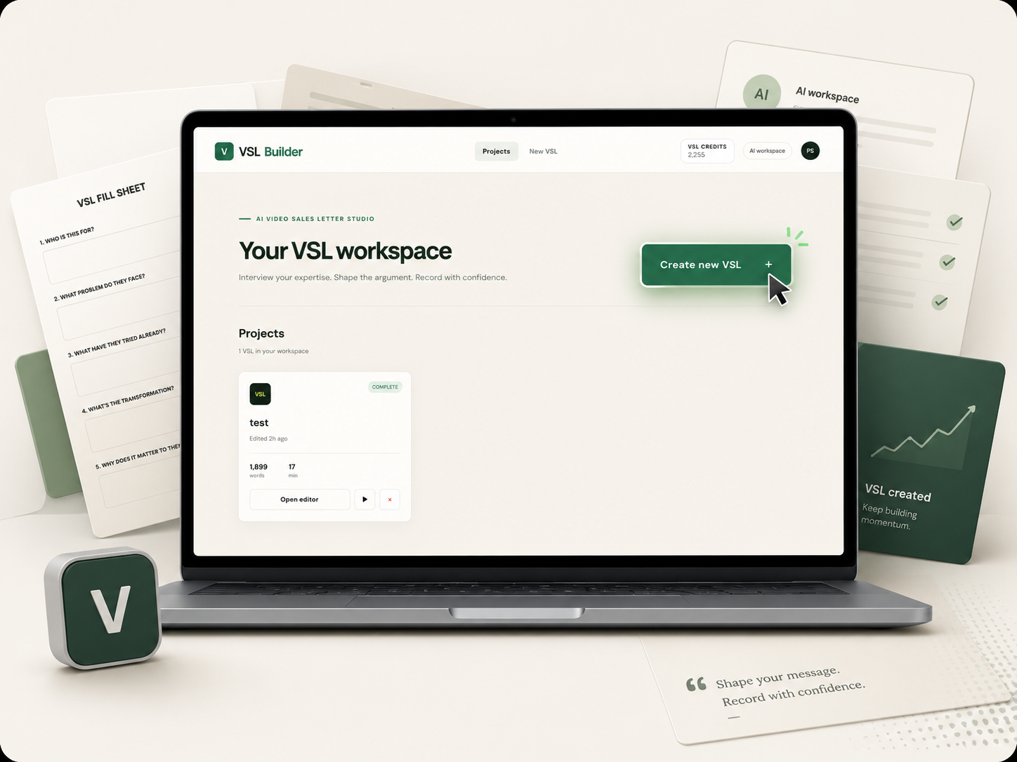 Set the tool — create a new VSL