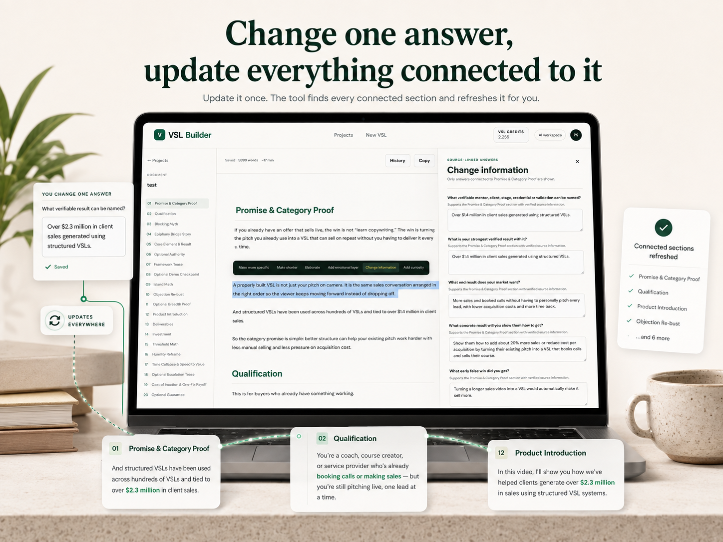 Change one answer, update everything connected to it
