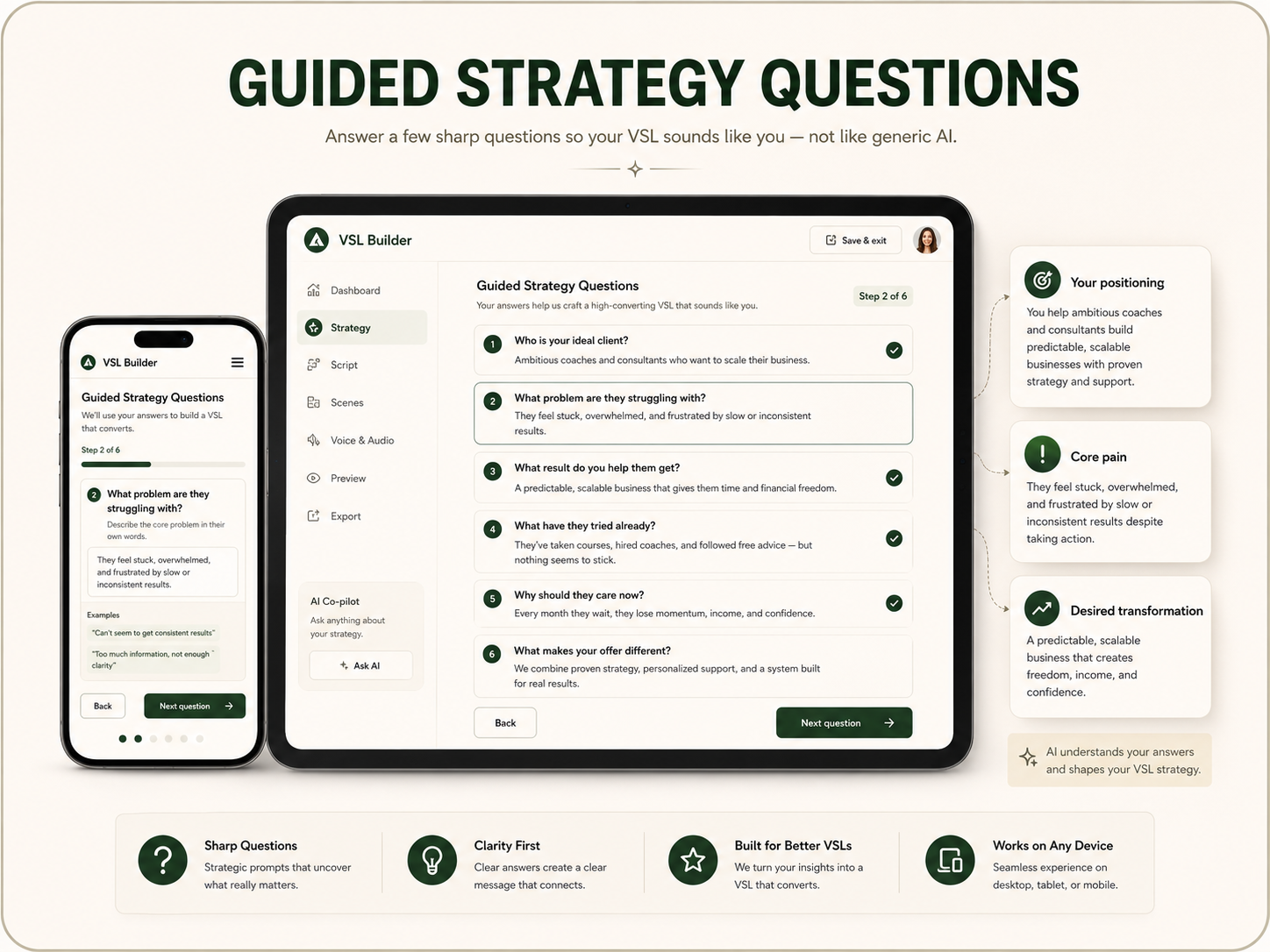 Guided strategy questions